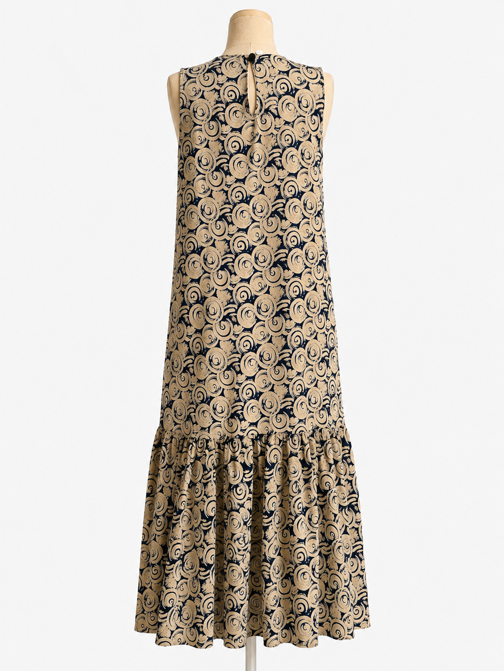 Thai Hemp Spiral Print Sleeveless Maxi Dress