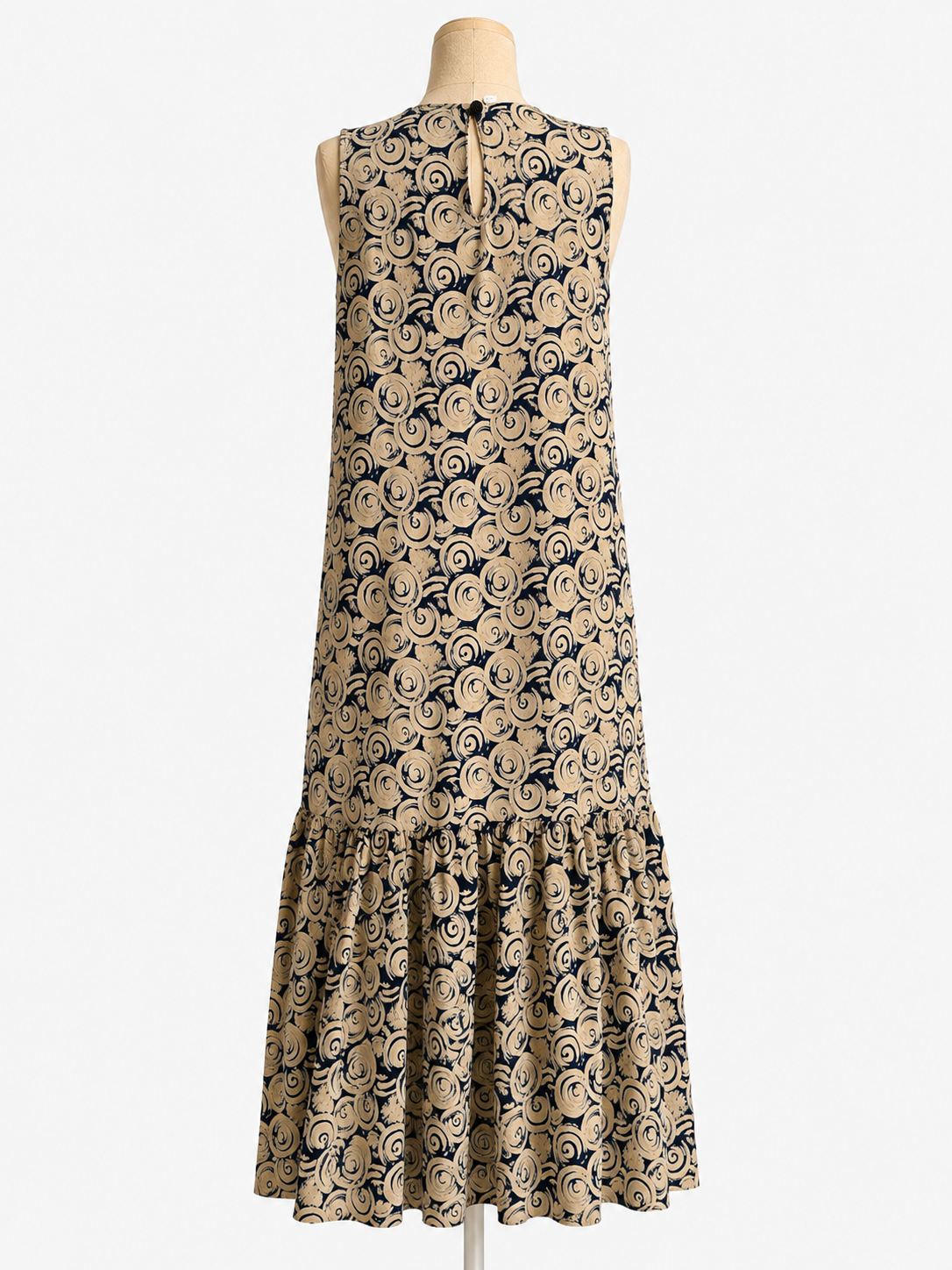 Thai Hemp Spiral Print Sleeveless Maxi Dress
