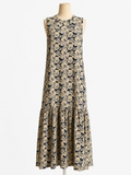 Thai Hemp Spiral Print Sleeveless Maxi Dress