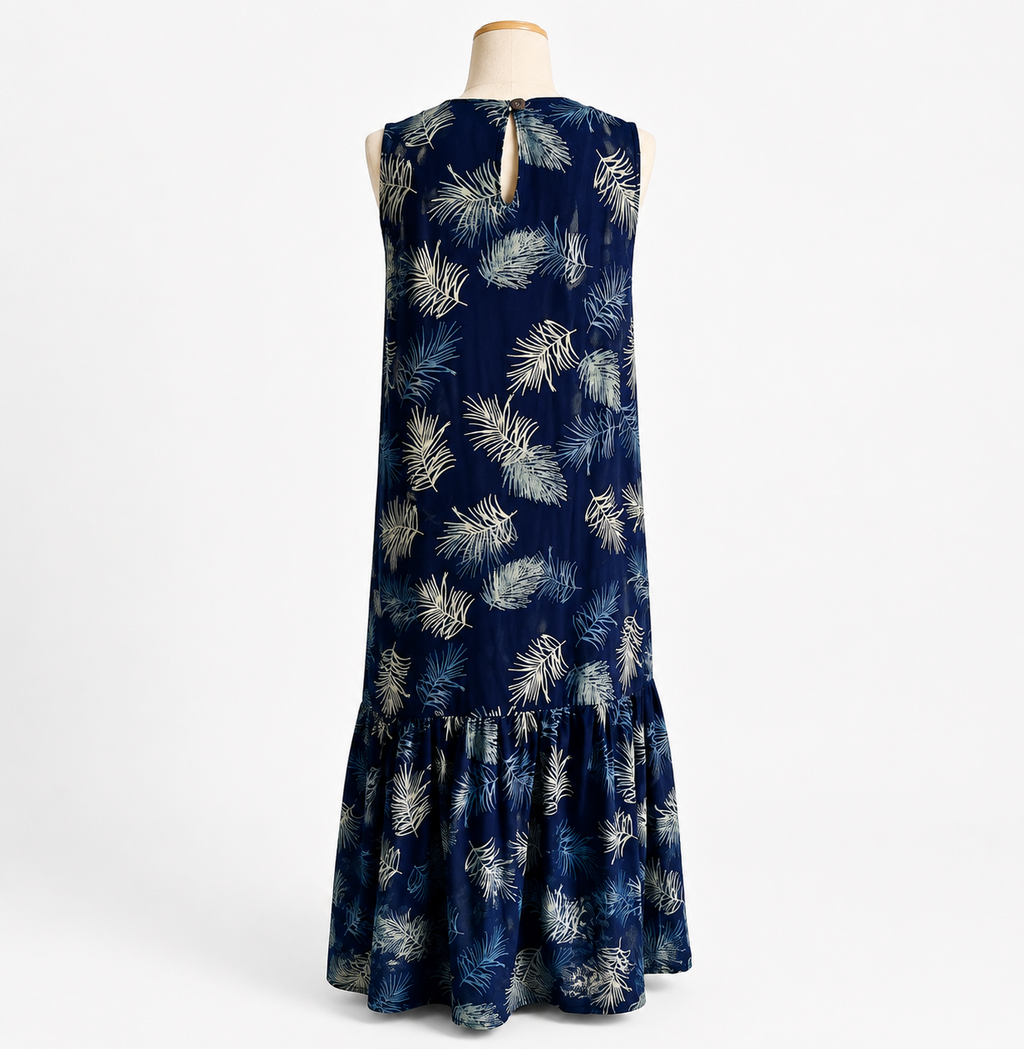 Indigo Floral Sleeveless Maxi Dress