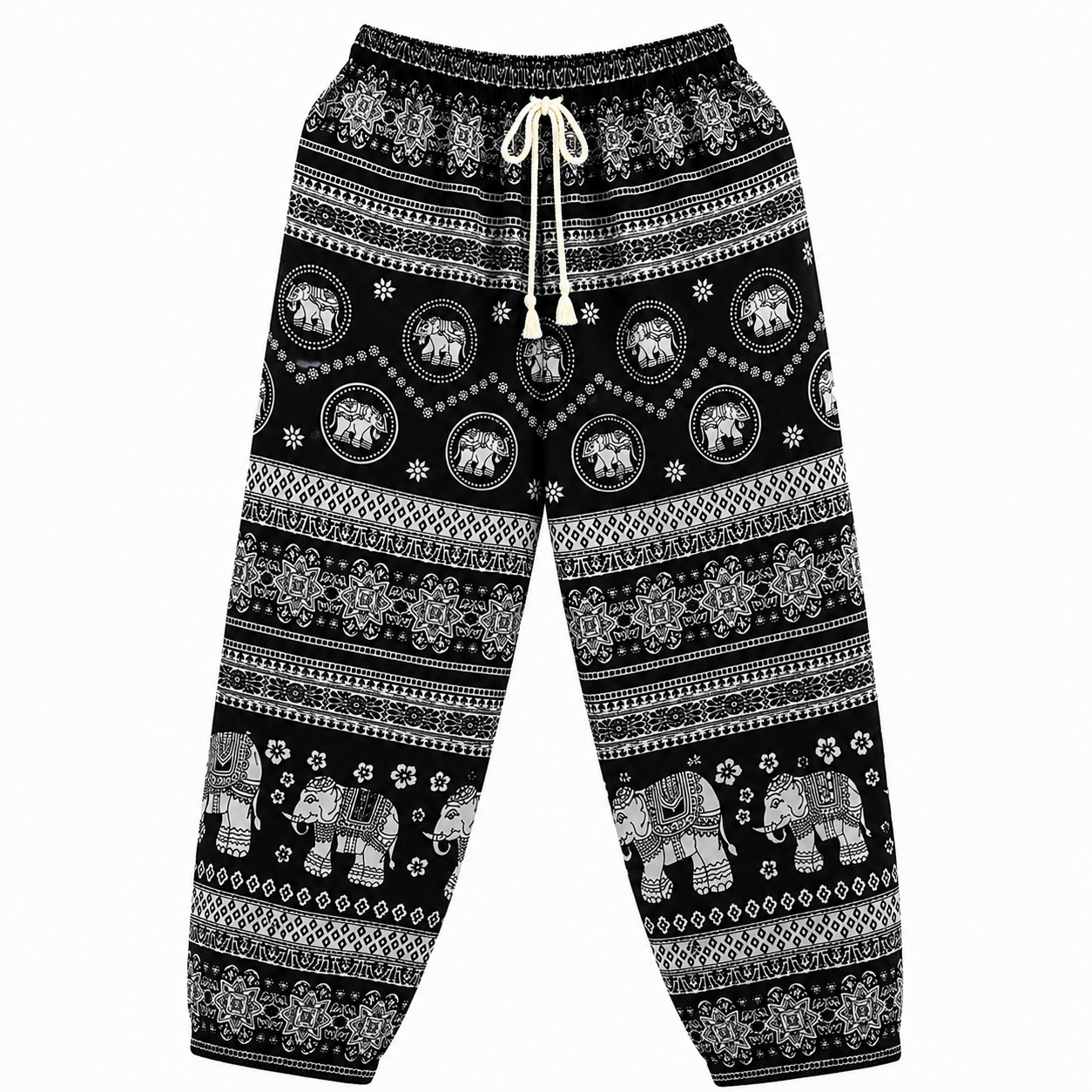 Thai Elephant Print Harem Pants – Lightweight & Relaxed Fit