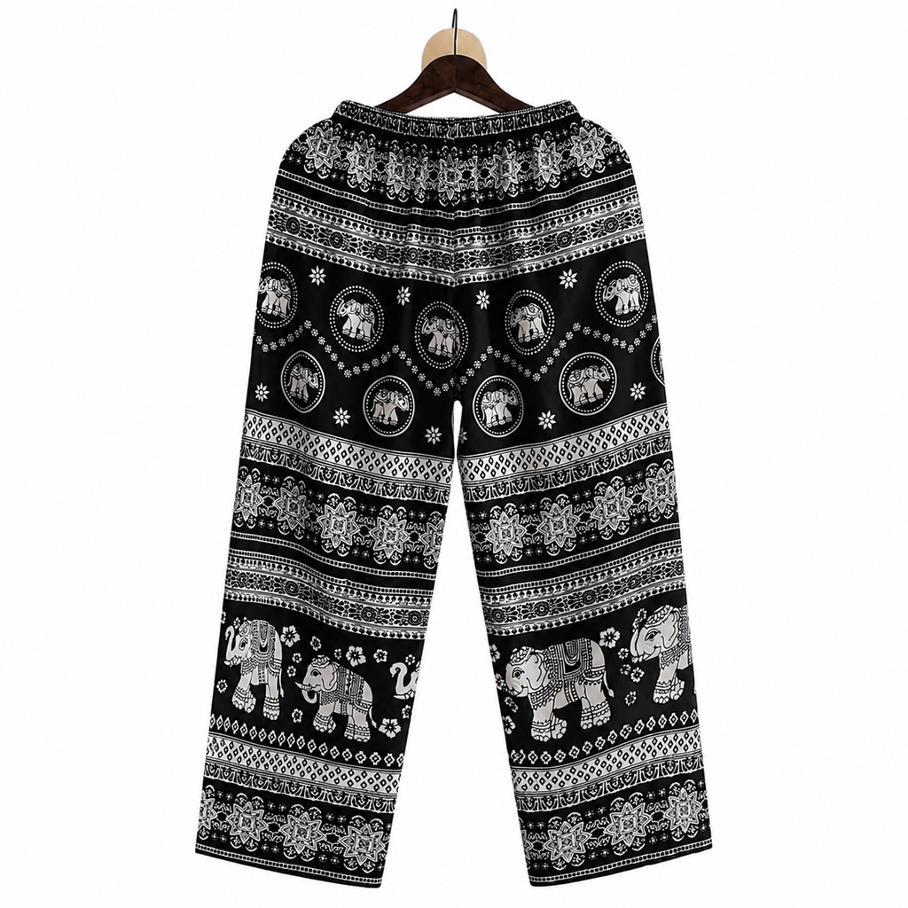 Thai Elephant Print Harem Pants – Lightweight & Relaxed Fit