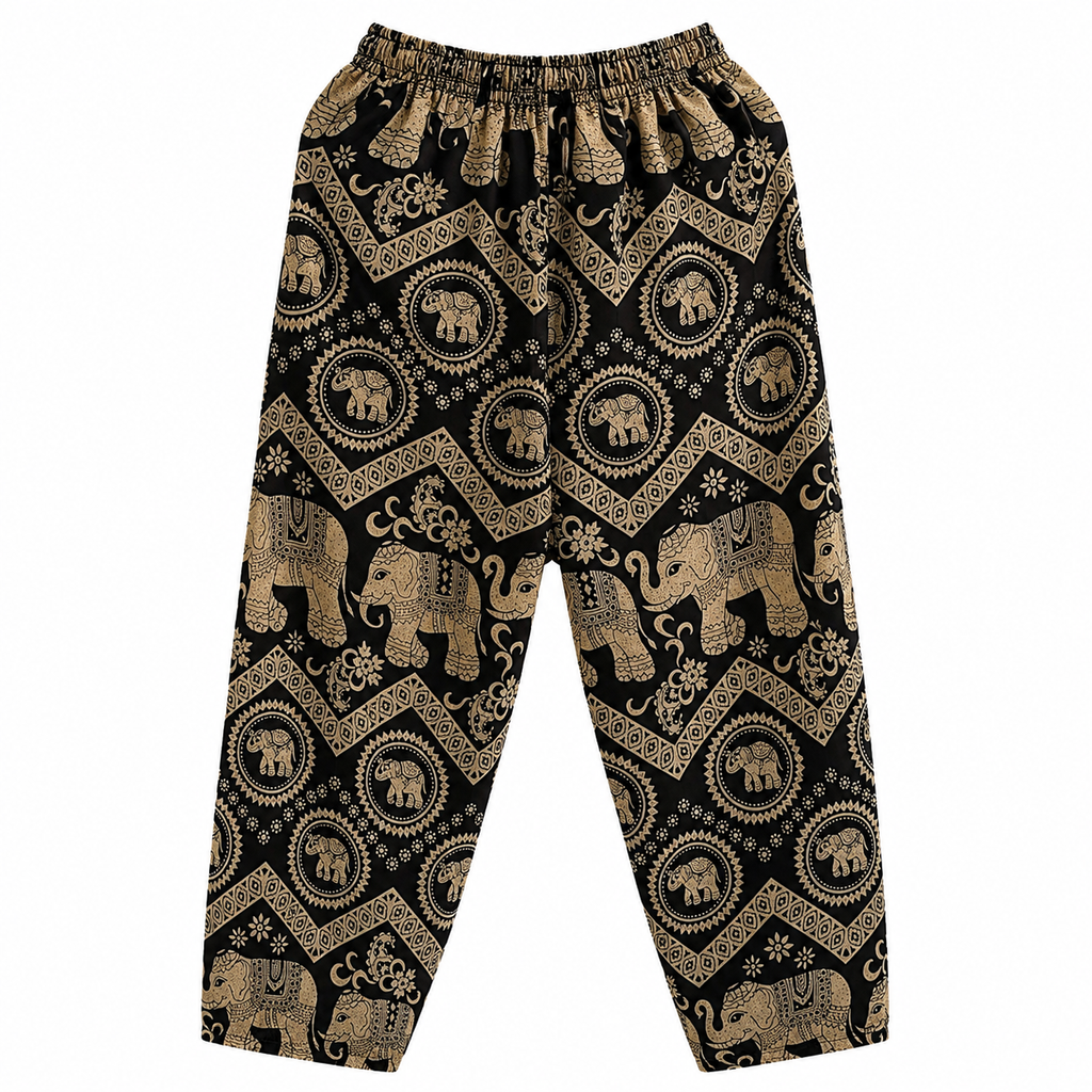 Thai Elephant Print Harem Pants – Lightweight & Relaxed Fit