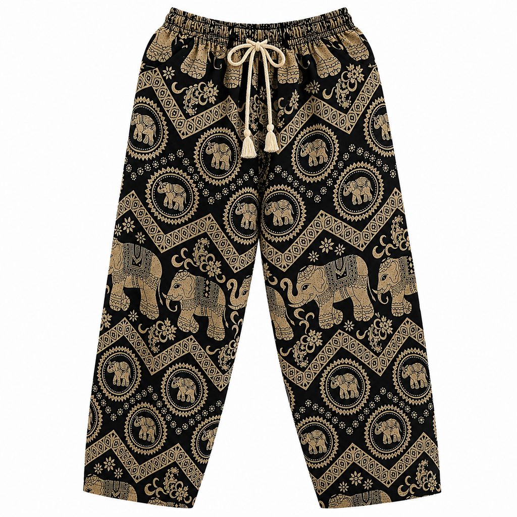 Thai Elephant Print Harem Pants – Lightweight & Relaxed Fit