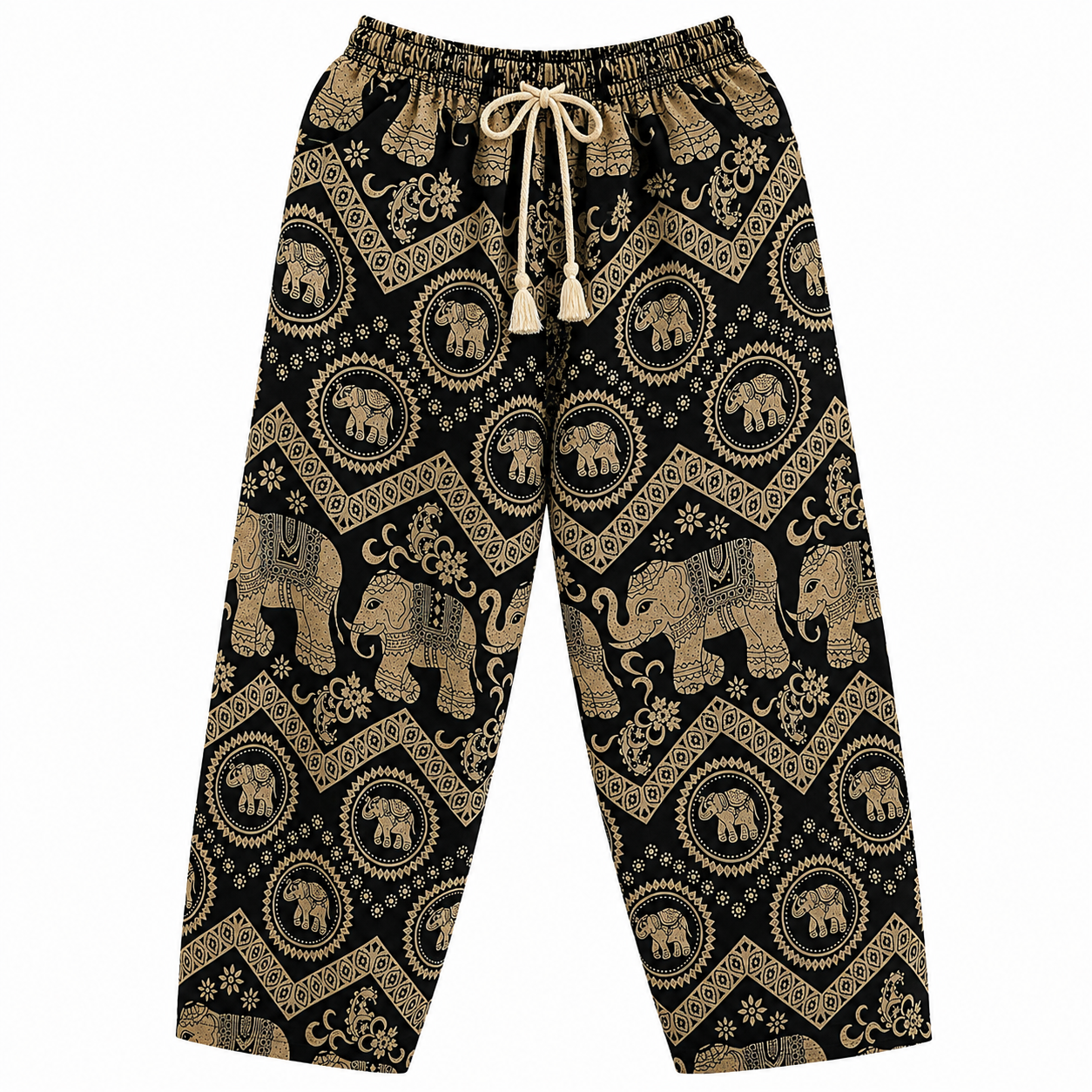 Thai Elephant Print Harem Pants – Lightweight & Relaxed Fit