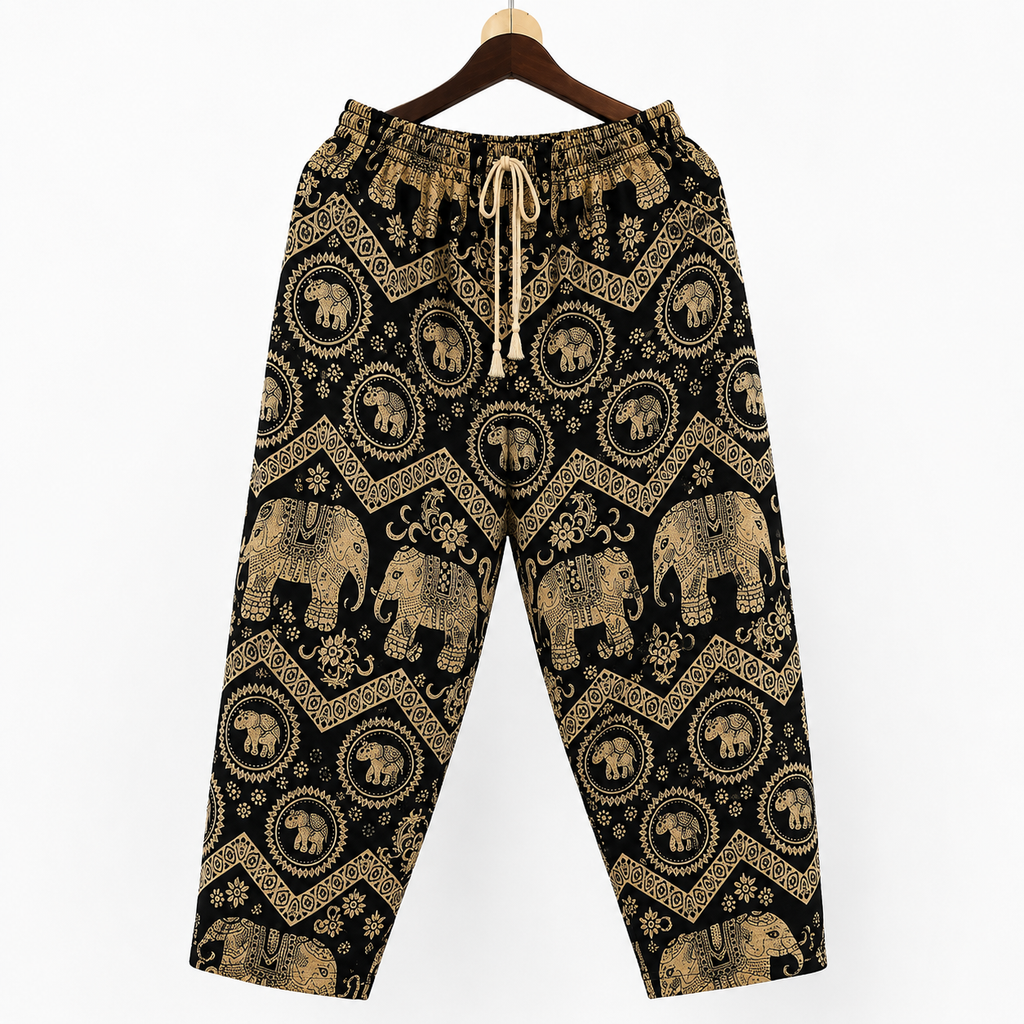 Thai Elephant Print Harem Pants – Lightweight & Relaxed Fit