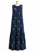 Indigo Floral Sleeveless Maxi Dress