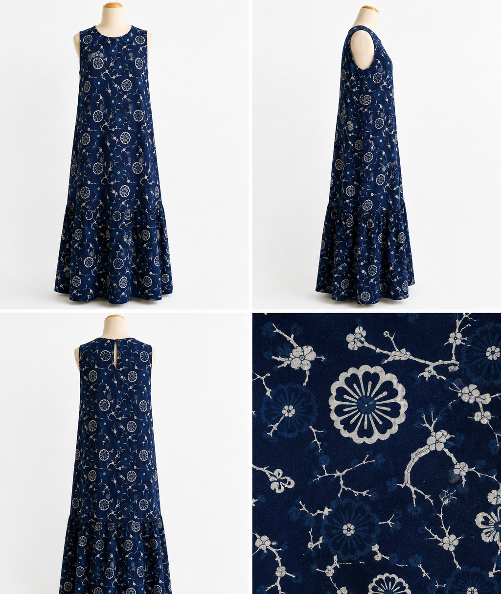 Indigo Floral Sleeveless Maxi Dress