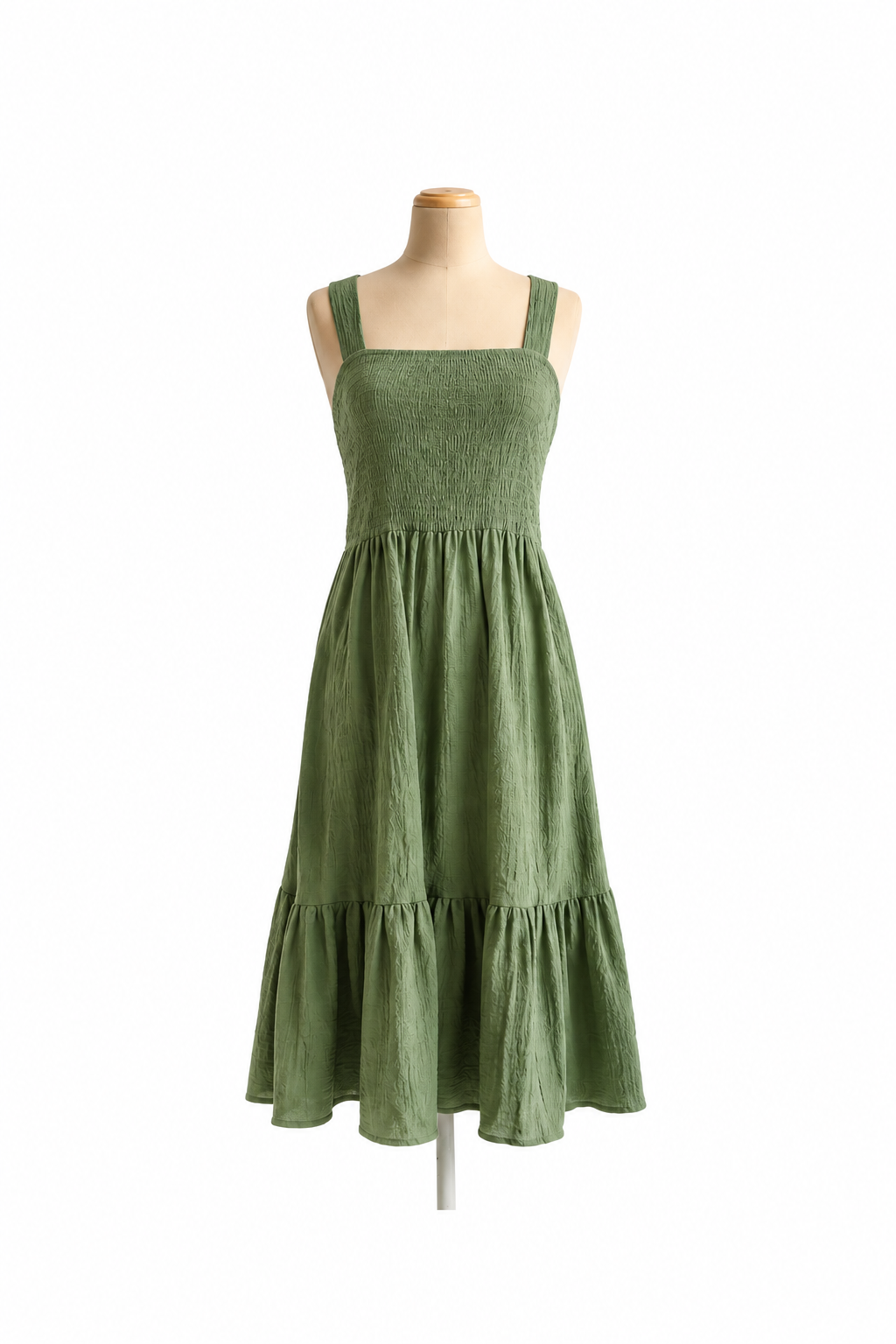 Textured Open-Back Tie Midi Dress