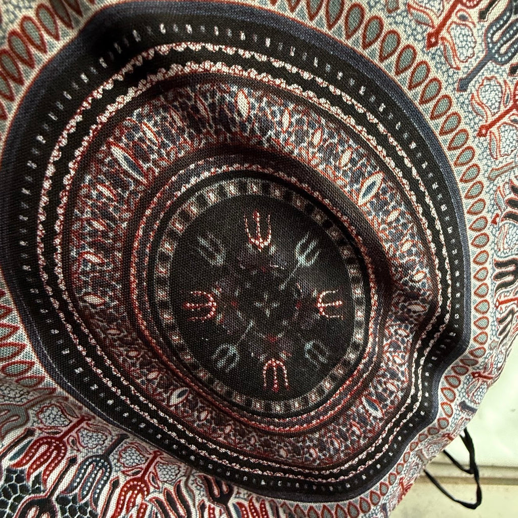 Thai Mandala Smocked Halter Maxi Dress – Black & Burgundy