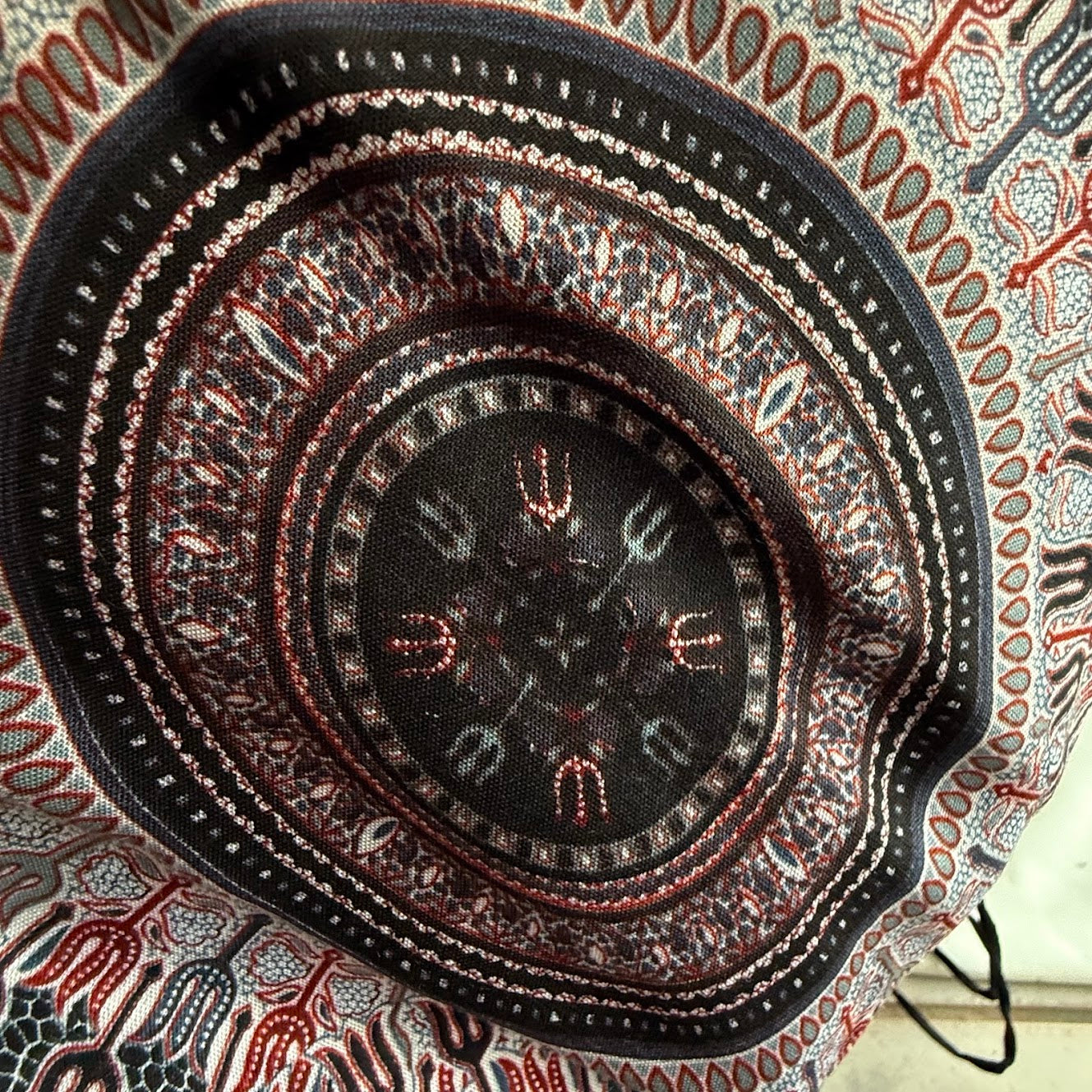 Thai Mandala Smocked Halter Maxi Dress – Black & Burgundy