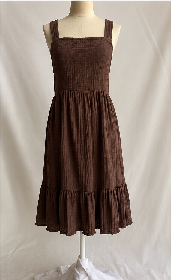 Textured Open-Back Tie Midi Dress